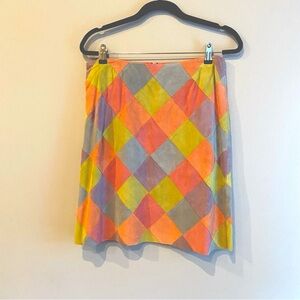 Vintage Rèvue suede patchwork pastel skirt NWT size 8